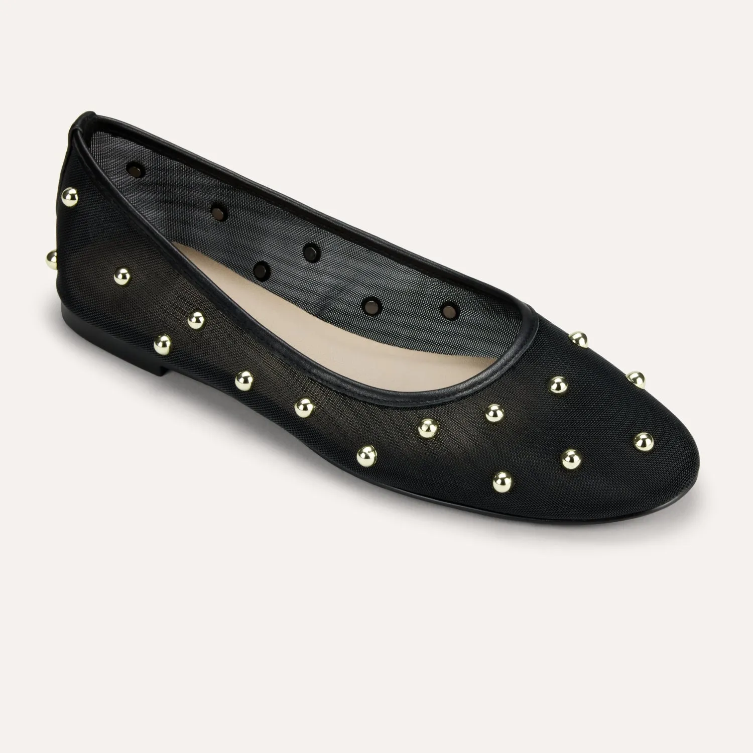 Sadie Stud in Black Mesh Ballet Flat for Women sold by Yosi Samra