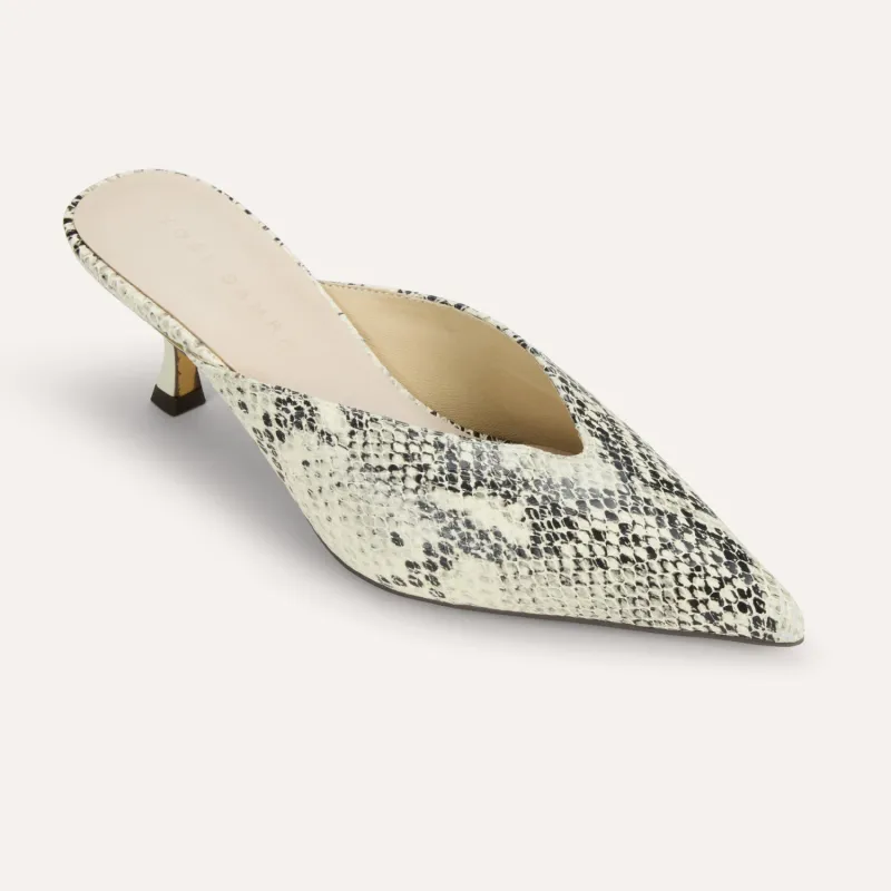 Remi in Snake Leather Mule Low Heel for Women made by Yosi Samra