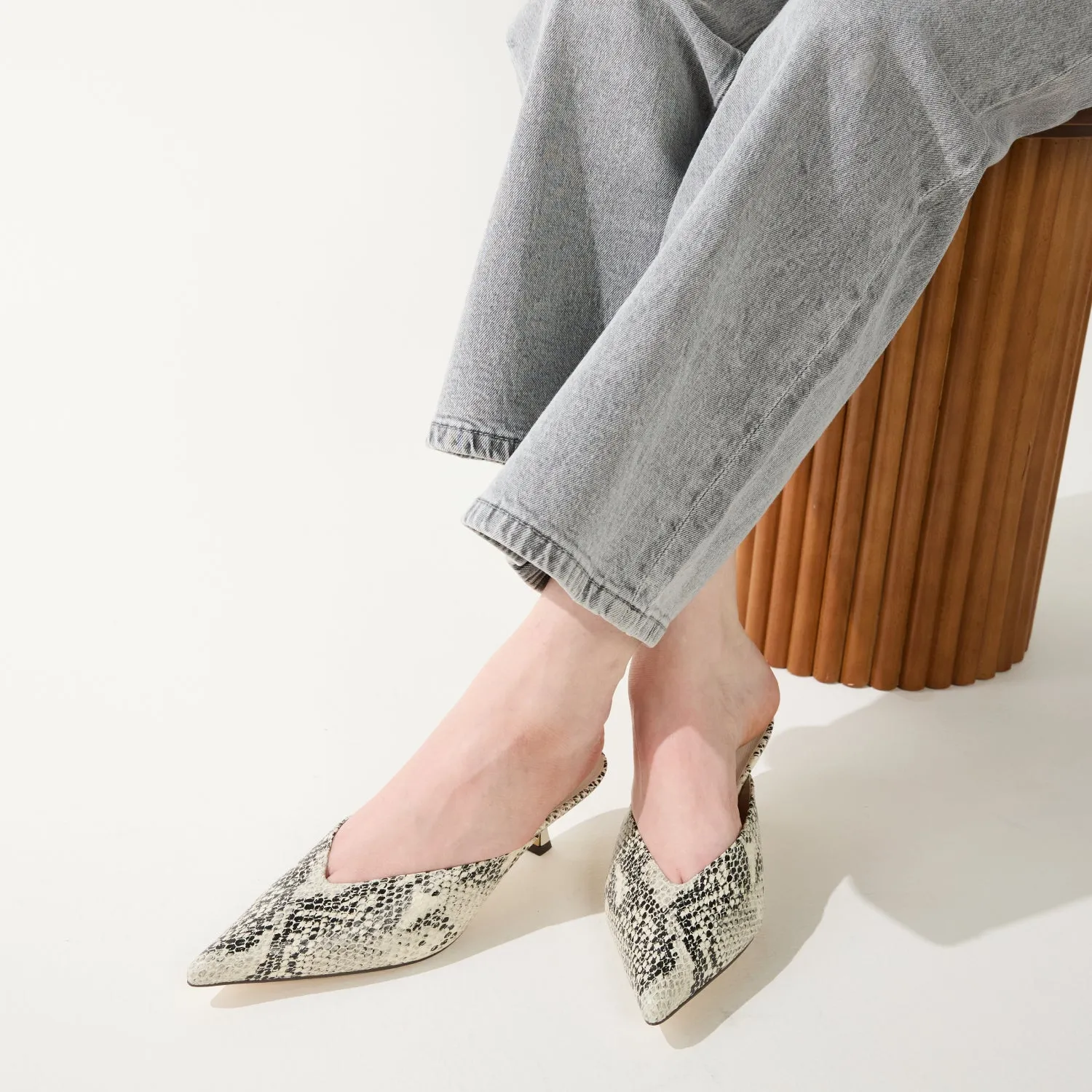 Remi in Snake Leather Mule Low Heel for Women sold by Yosi Samra product image thumbnail 5