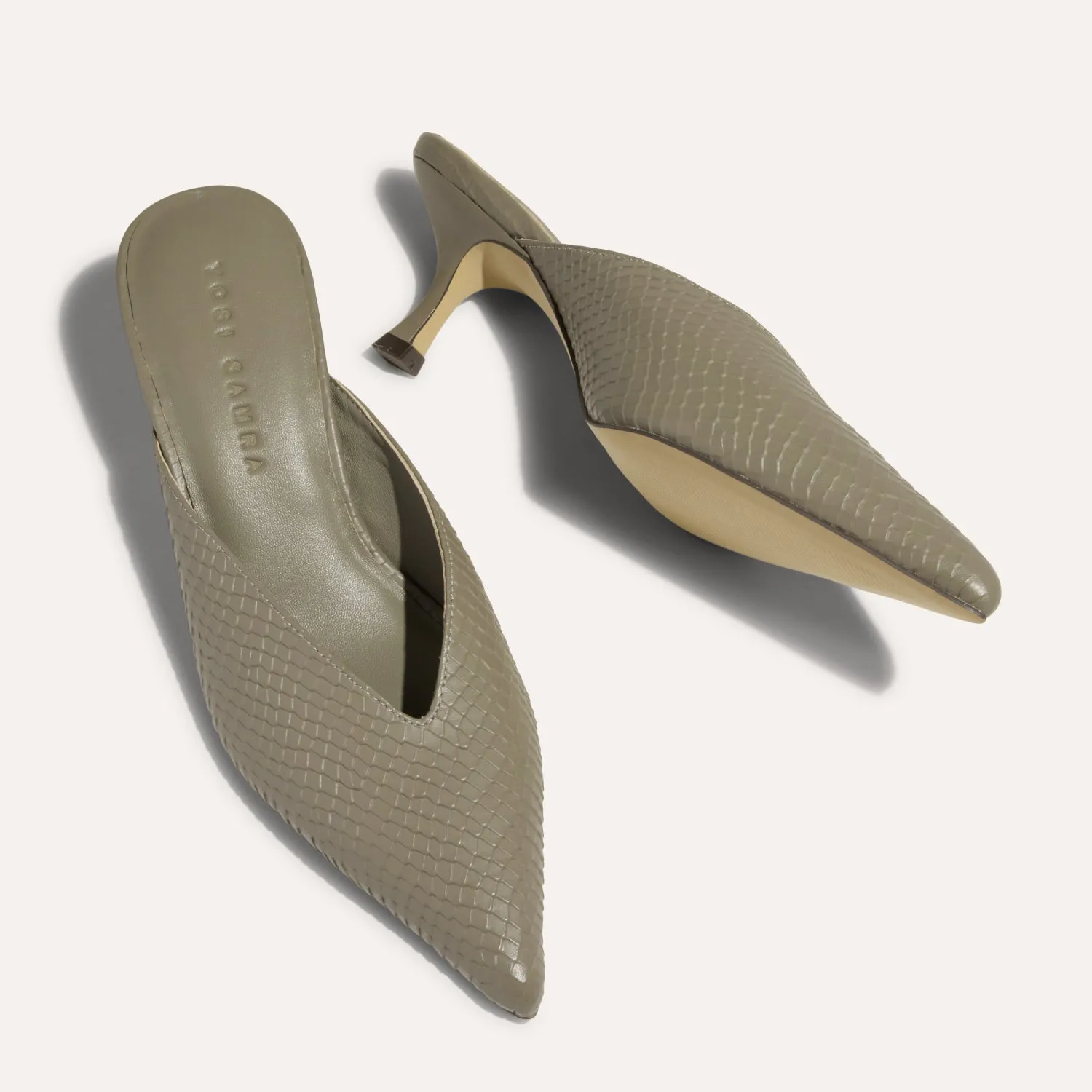 Remi in Taupe Leather Croc Mule Low Heel for Women sold by Yosi Samra product image thumbnail 4