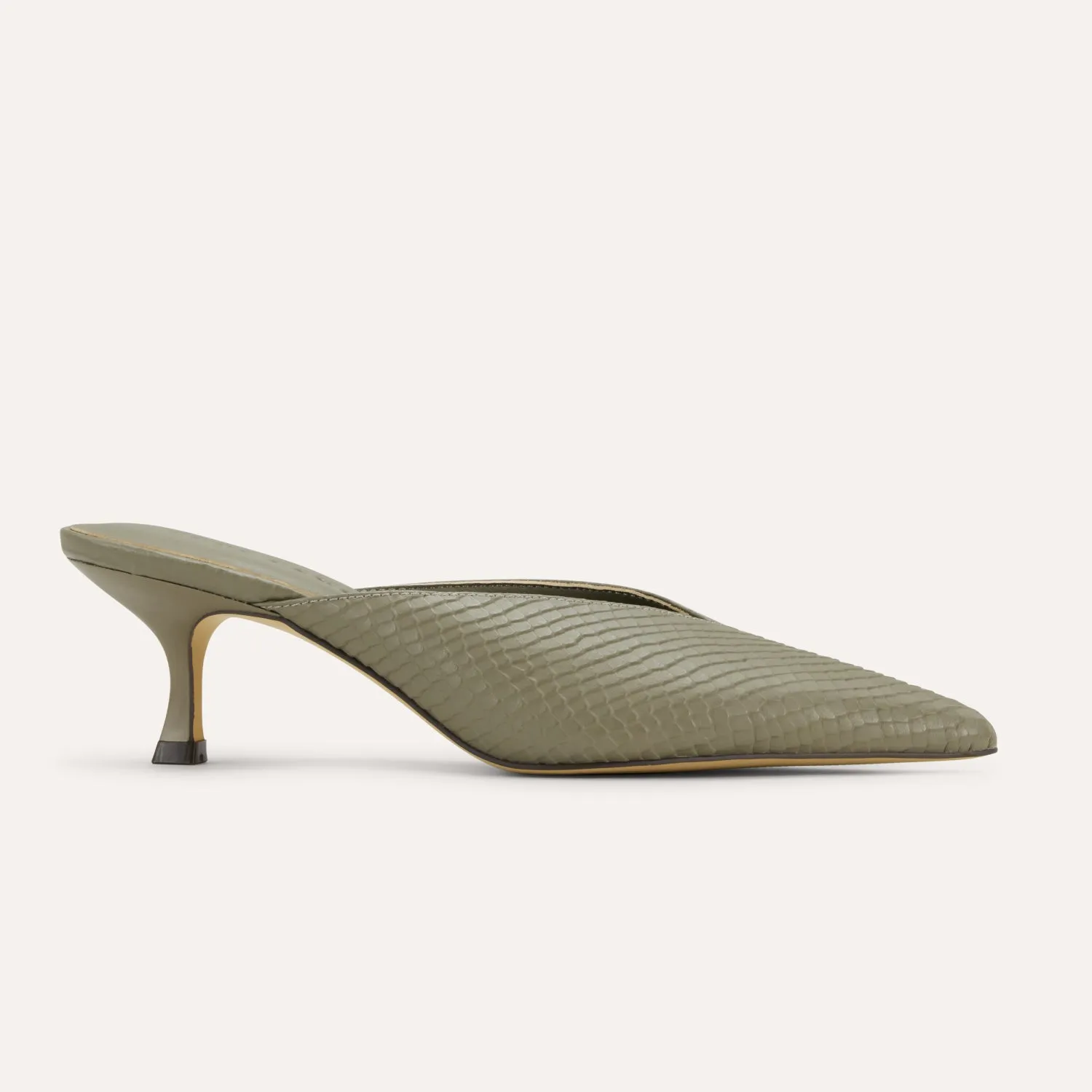 Remi in Taupe Leather Croc Mule Low Heel for Women sold by Yosi Samra product image thumbnail 2