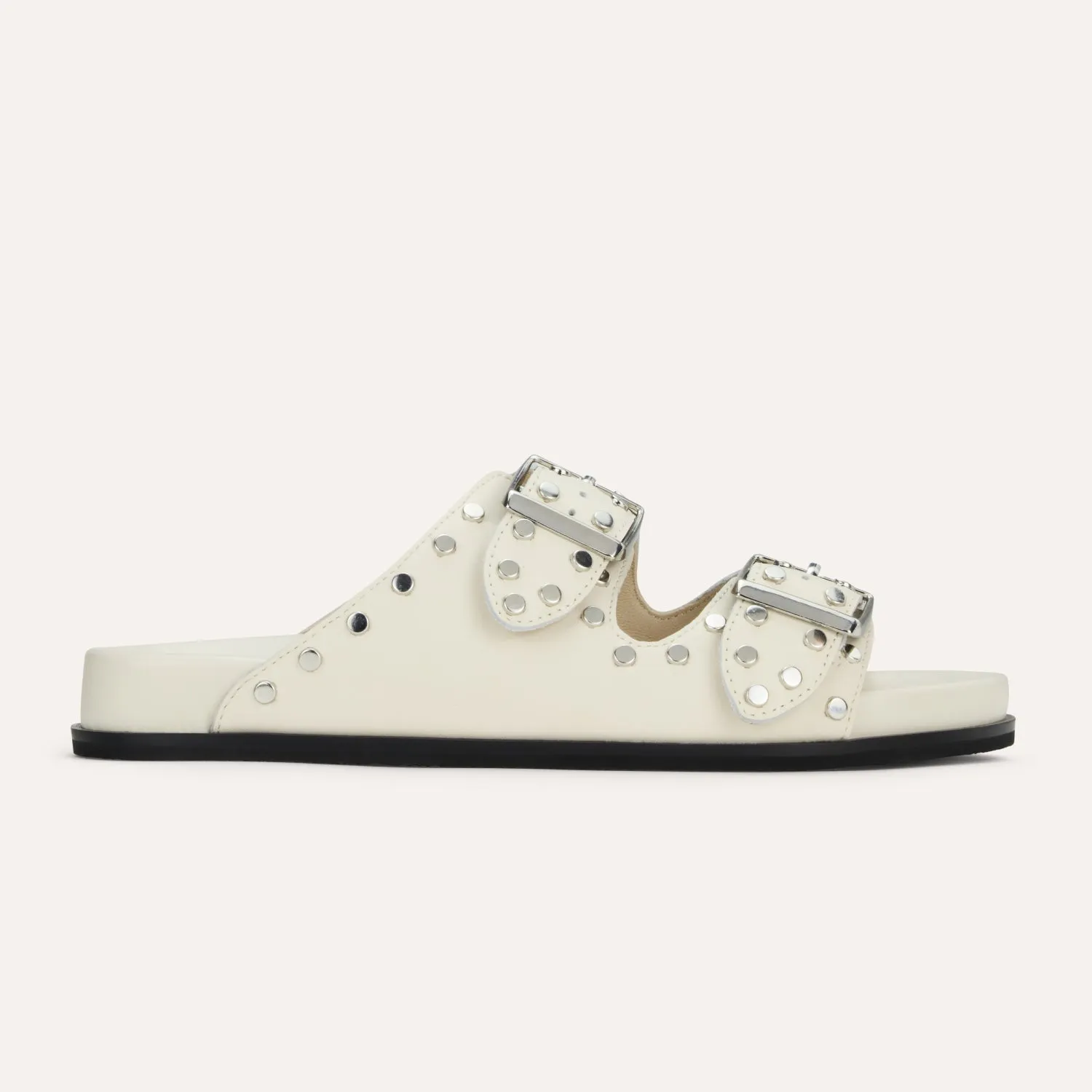 Maya Stud in Cream Leather Slide Sandal for Women sold by Yosi Samra product image thumbnail 2