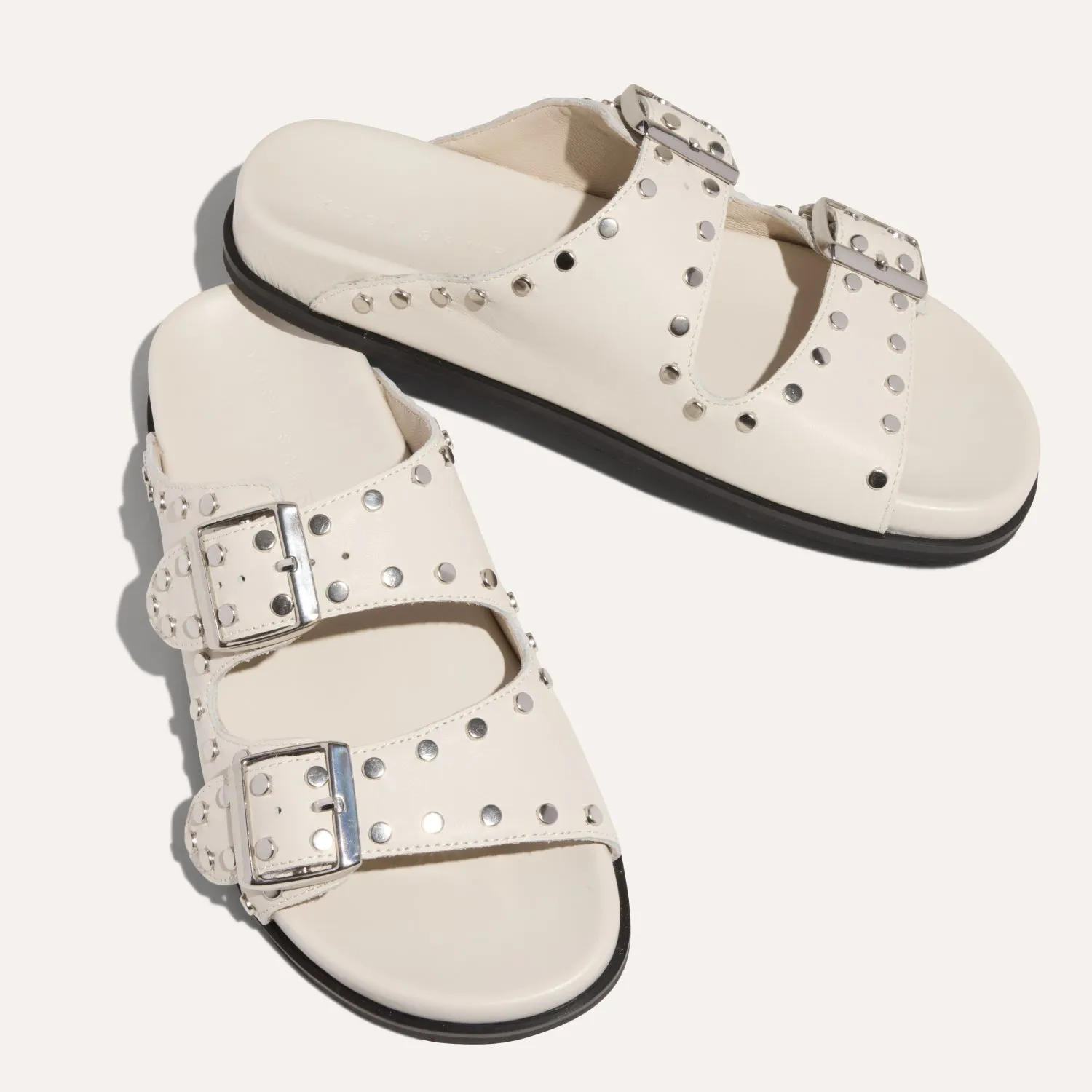 Maya Stud in Cream Leather Slide Sandal for Women sold by Yosi Samra product image thumbnail 4