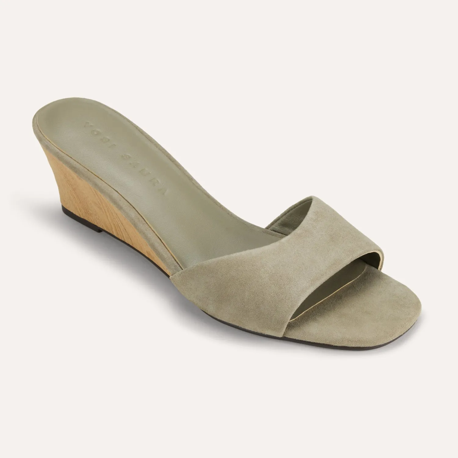 Jada in Taupe Suede Slide Wedge Sandal for Women sold by Yosi Samra