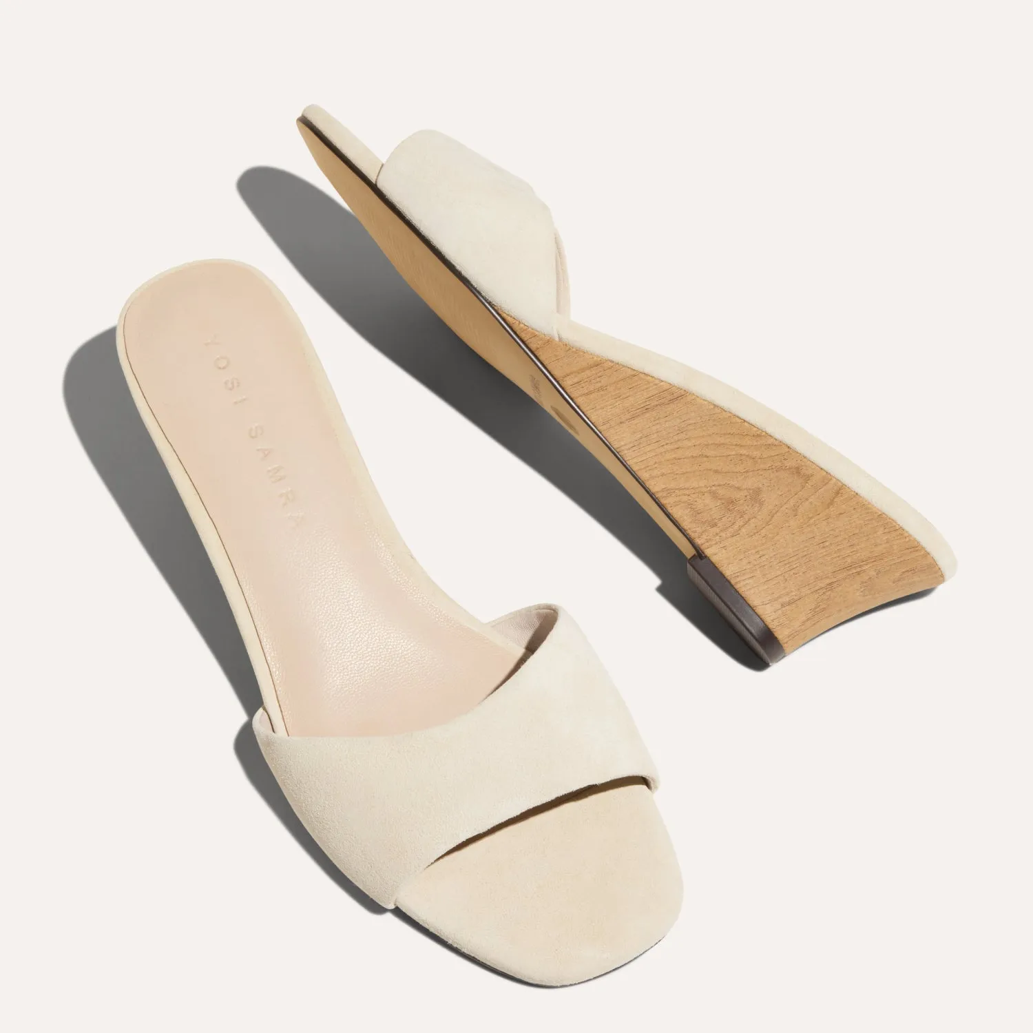 Jada in Cream Suede Slide Wedge Sandal for Women sold by Yosi Samra product image thumbnail 4