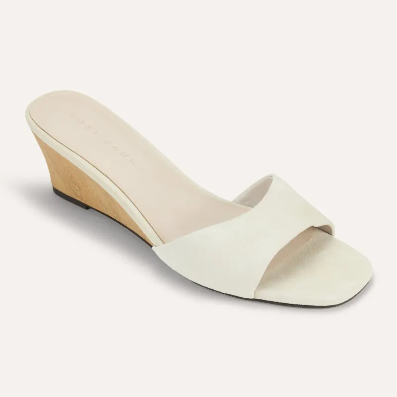 Jada in Cream Suede Slide Wedge Sandal for Women made by Yosi Samra