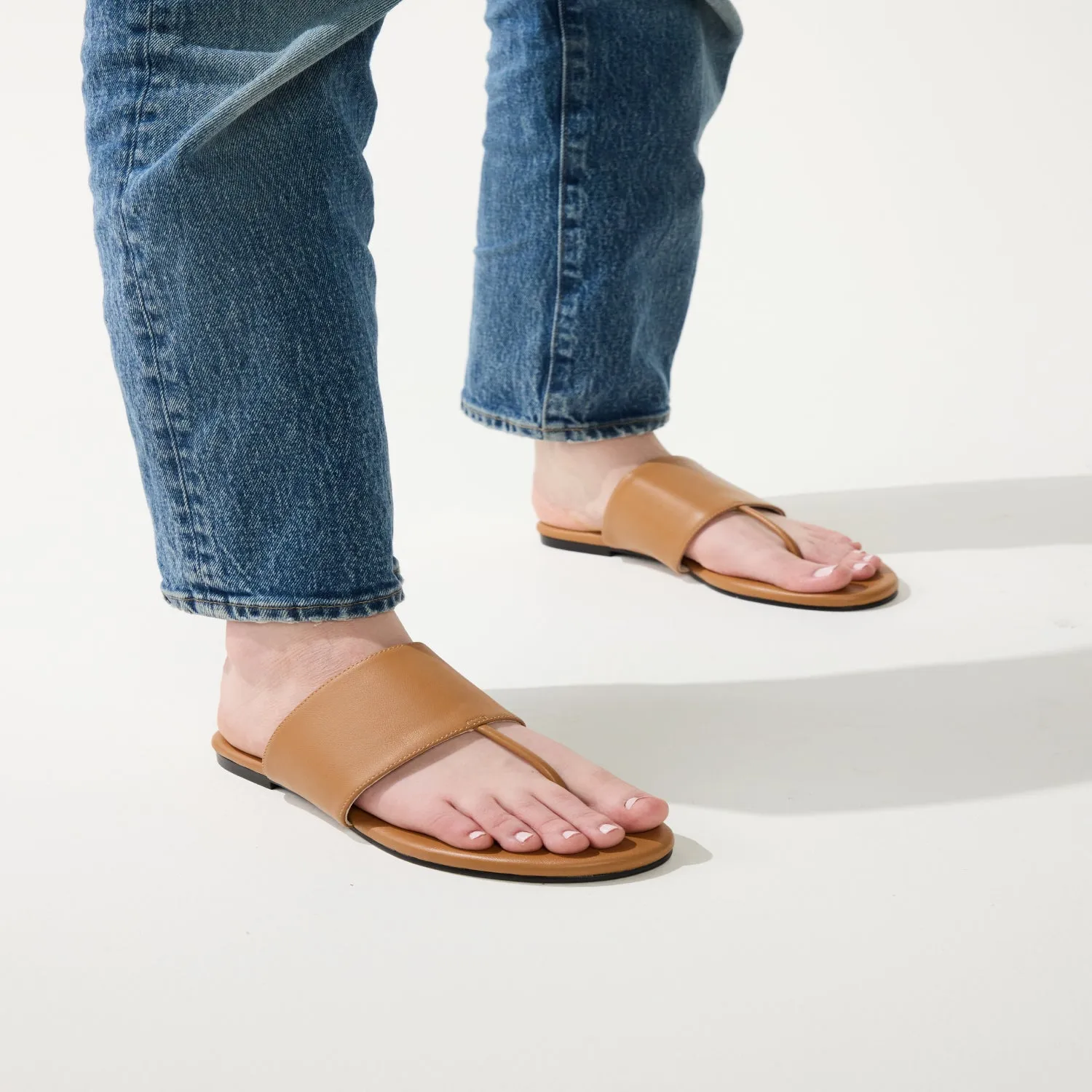Ella in Whiskey Leather Thong Sandal for Women sold by Yosi Samra product image thumbnail 5