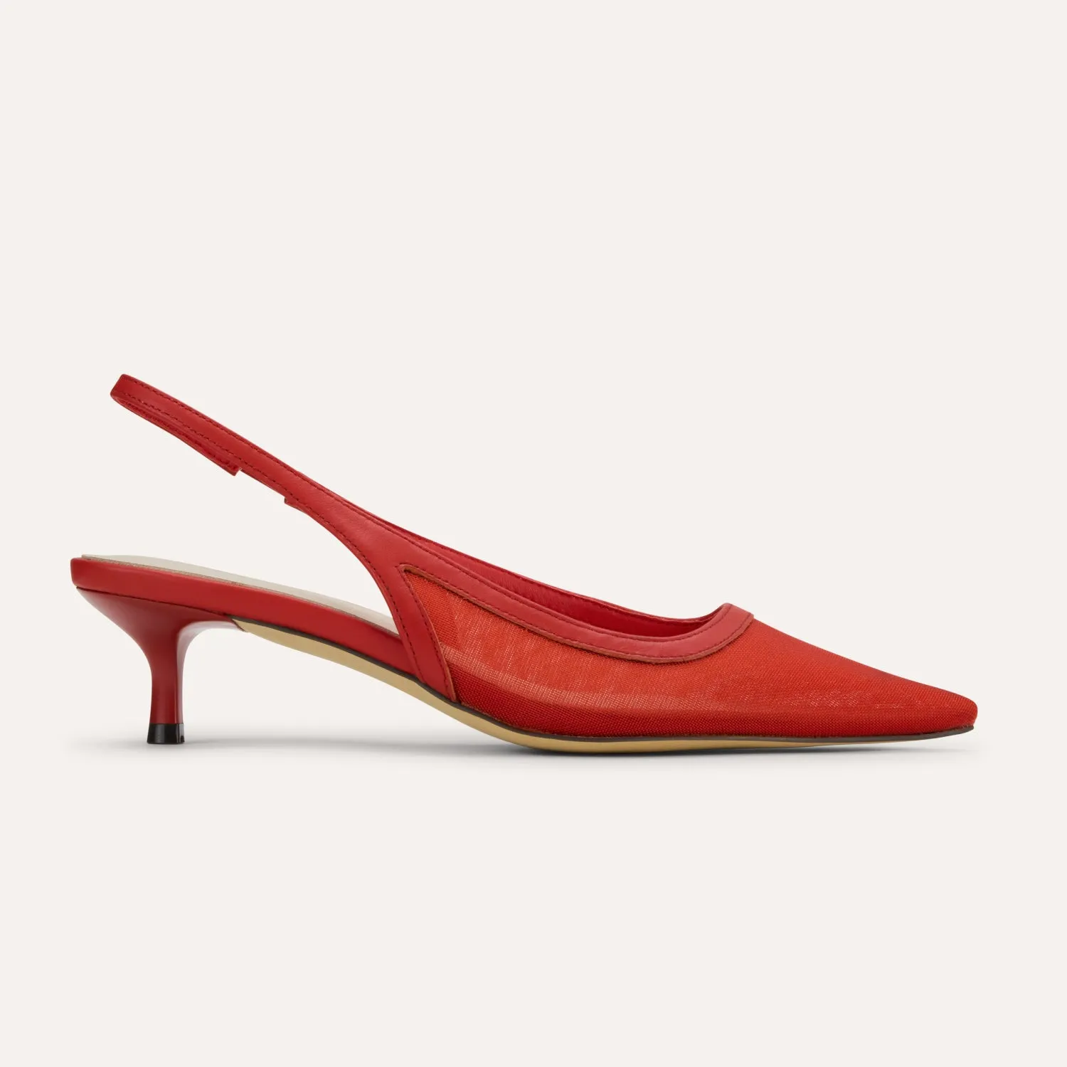 Delilah in Red Mesh Kitten Heel Slingback Pump sold by Yosi Samra product image thumbnail 2