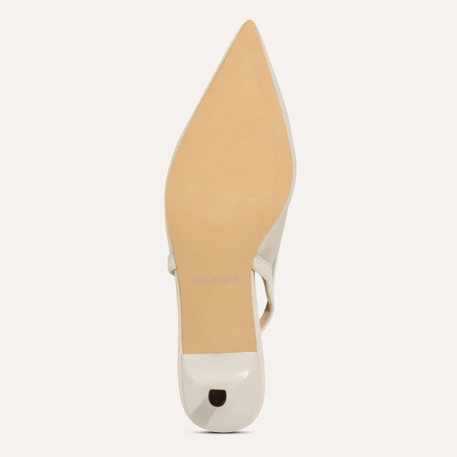 Delilah in Cream Mesh Kitten Heel Slingback Pump for Women sold by Yosi Samra product image thumbnail 3