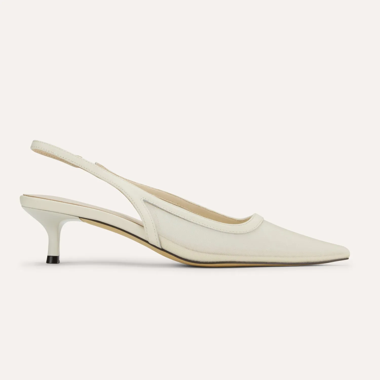 Delilah in Cream Mesh Kitten Heel Slingback Pump for Women sold by Yosi Samra product image thumbnail 2
