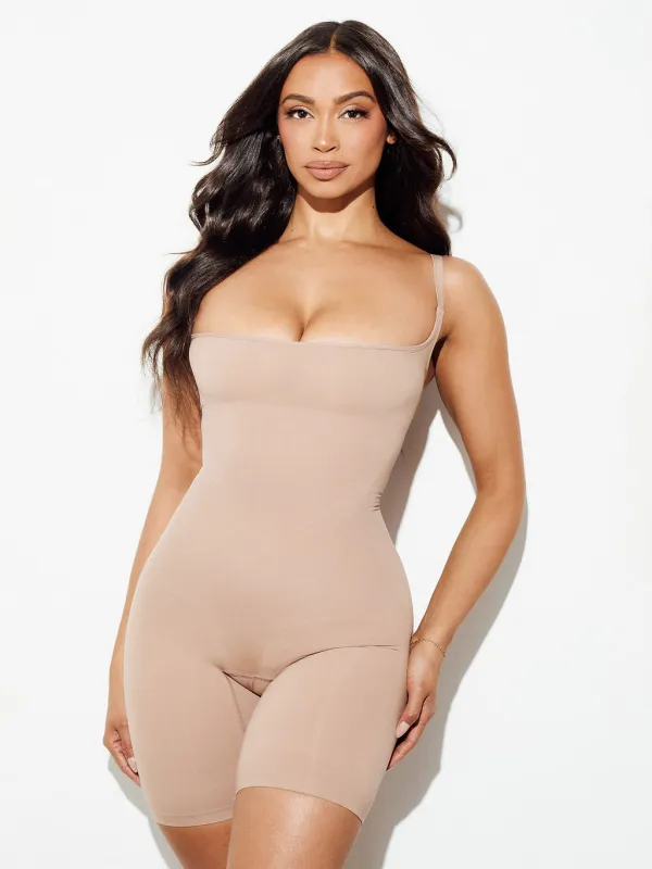 Open Bust Slimming Mid Thigh Bodysuit sold by Youmita