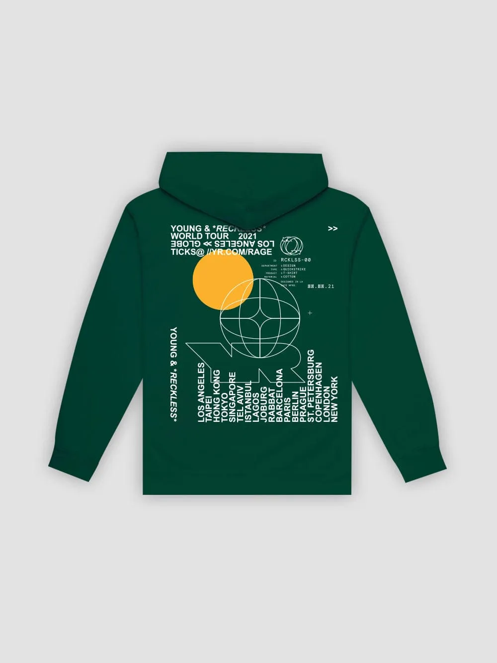 World Tour Hoodie - Forest Green sold by Young & Reckless