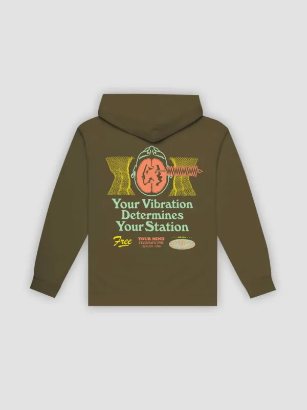 Vibrations Hoodie - Military Green sold by Young & Reckless