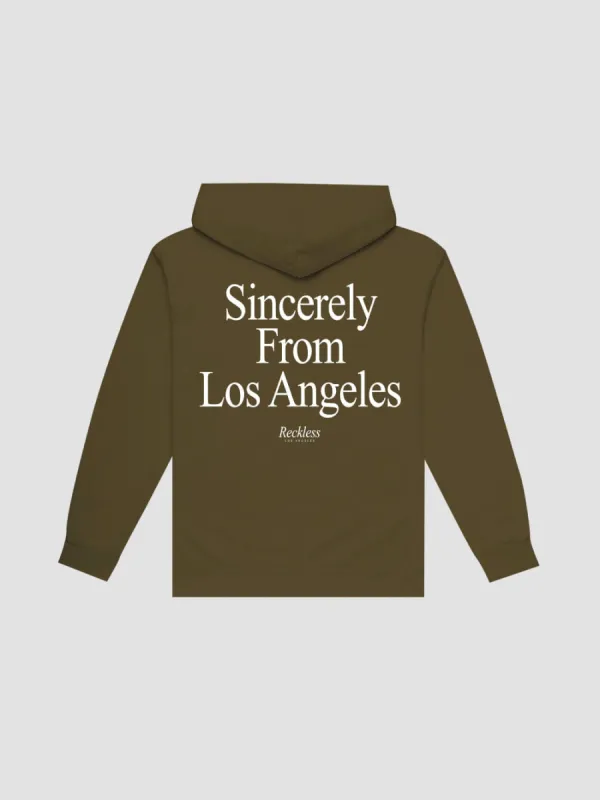 Sincerely Hoodie - Military Green sold by Young & Reckless