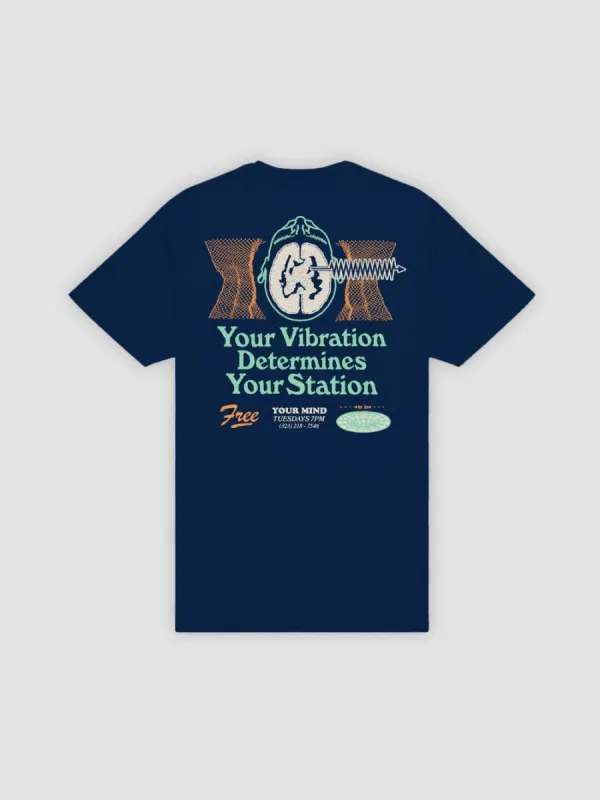 Vibrations Tee - Navy sold by Young & Reckless