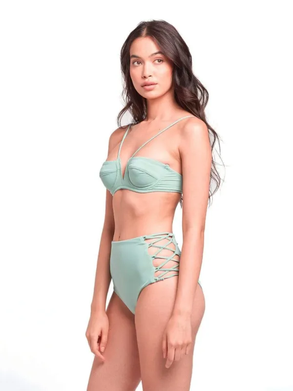 Leila Underwire Swim Top- Smoke Green sold by Young & Reckless