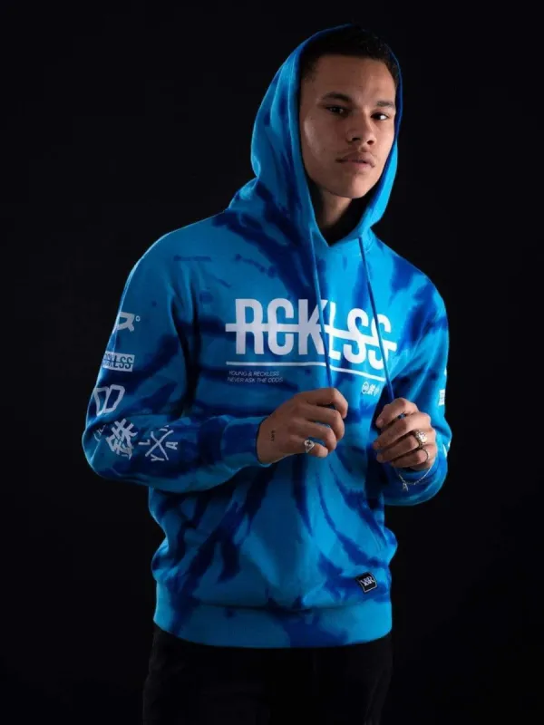 Strike Thru Hoodie - Blue Tie Dye sold by Young & Reckless