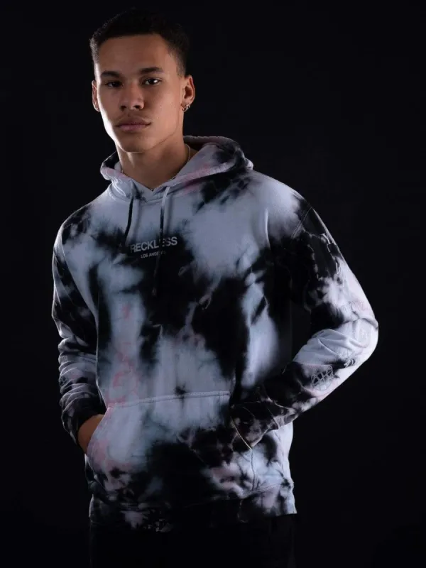 Head 2 Head Hoodie - White/Black/Pink Tie Dye sold by Young & Reckless