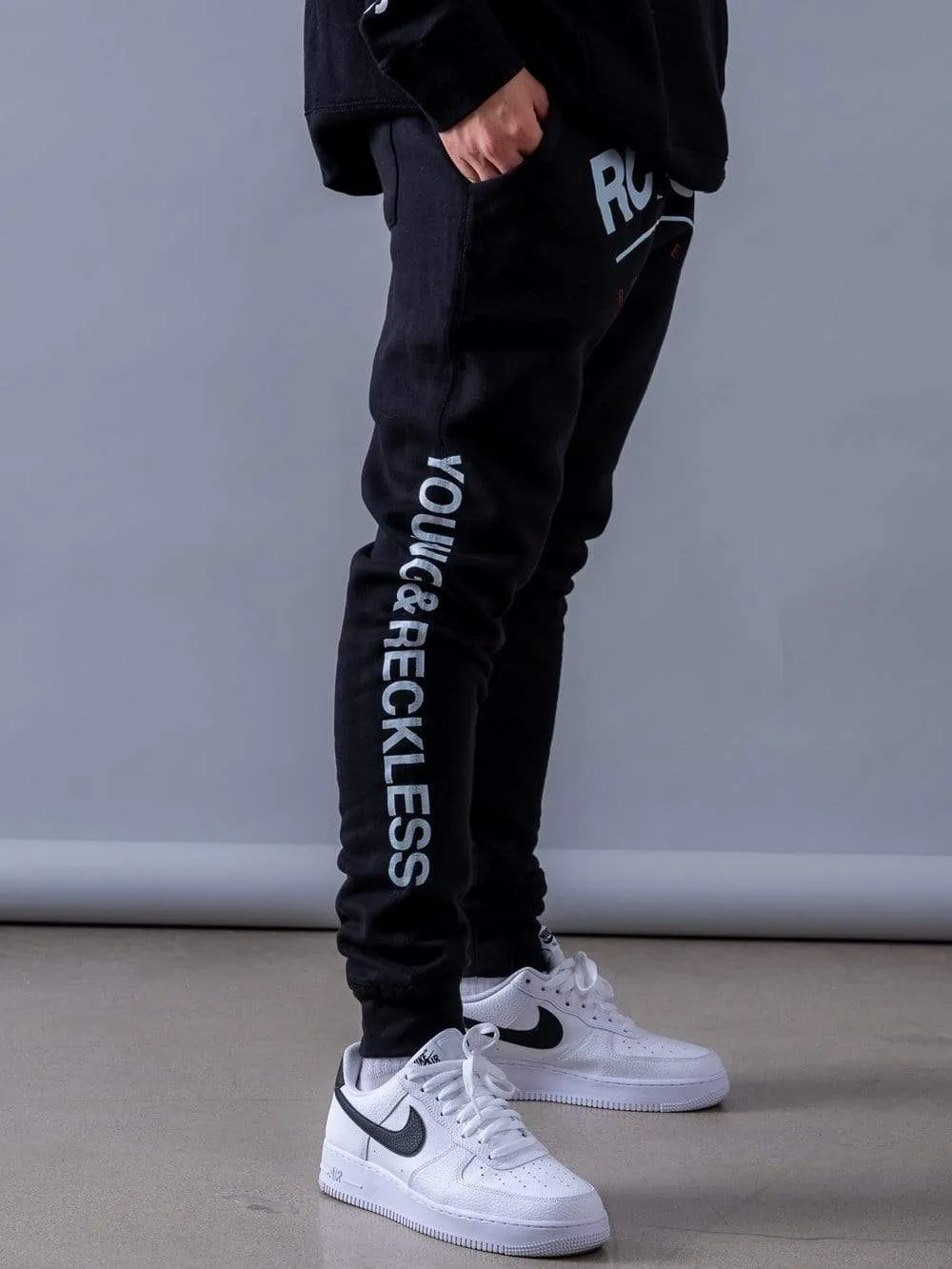 Fast Track Sweatpants - Black/White sold by Young & Reckless product image thumbnail 2