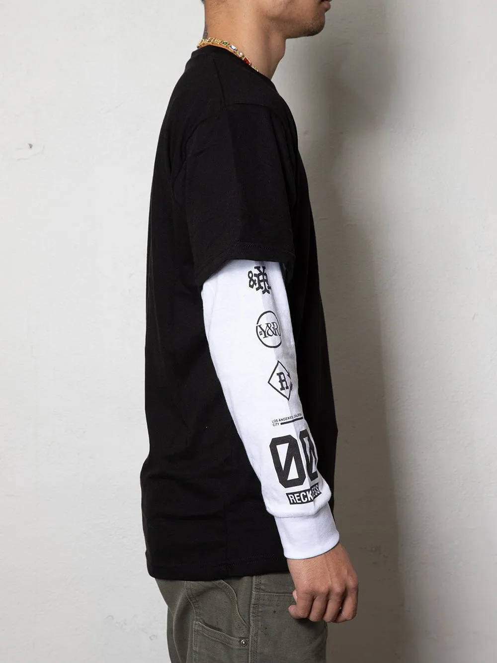 Reckless Double L/S Tee - Black/White sold by Young & Reckless product image thumbnail 2