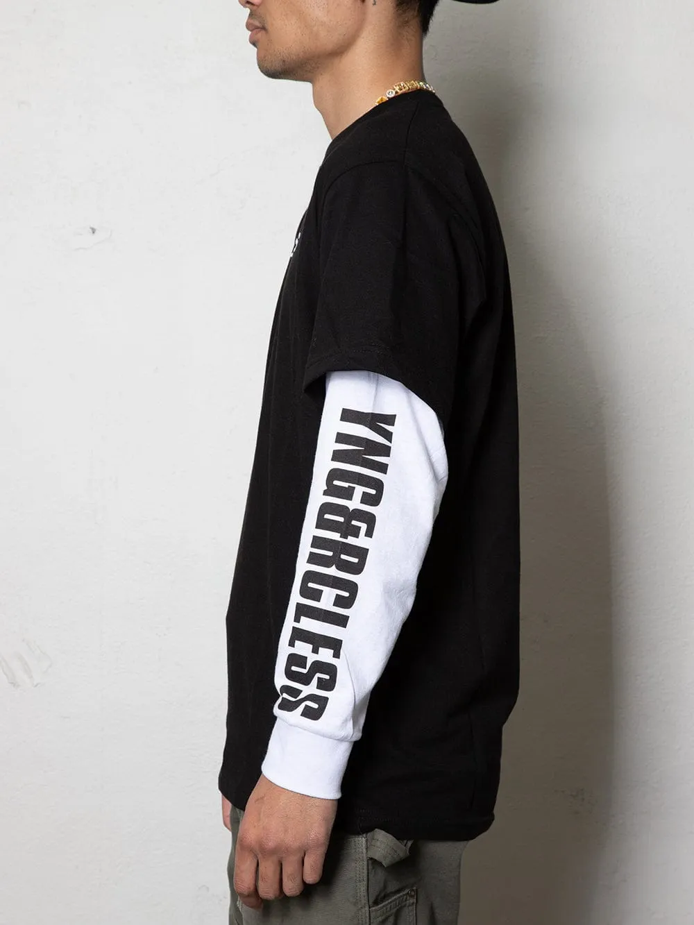 Reckless Double L/S Tee - Black/White sold by Young & Reckless product image thumbnail 3