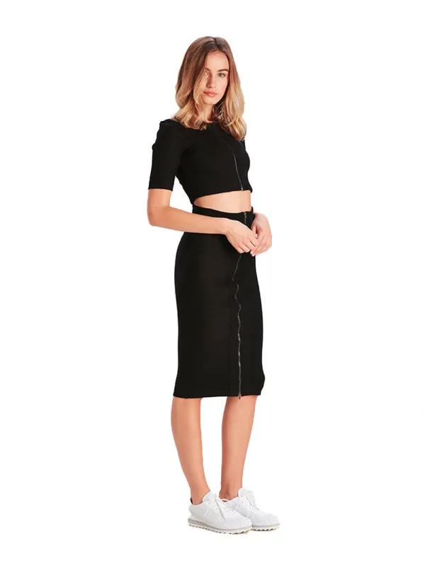 Addison Midi Skirt - Black sold by Young & Reckless