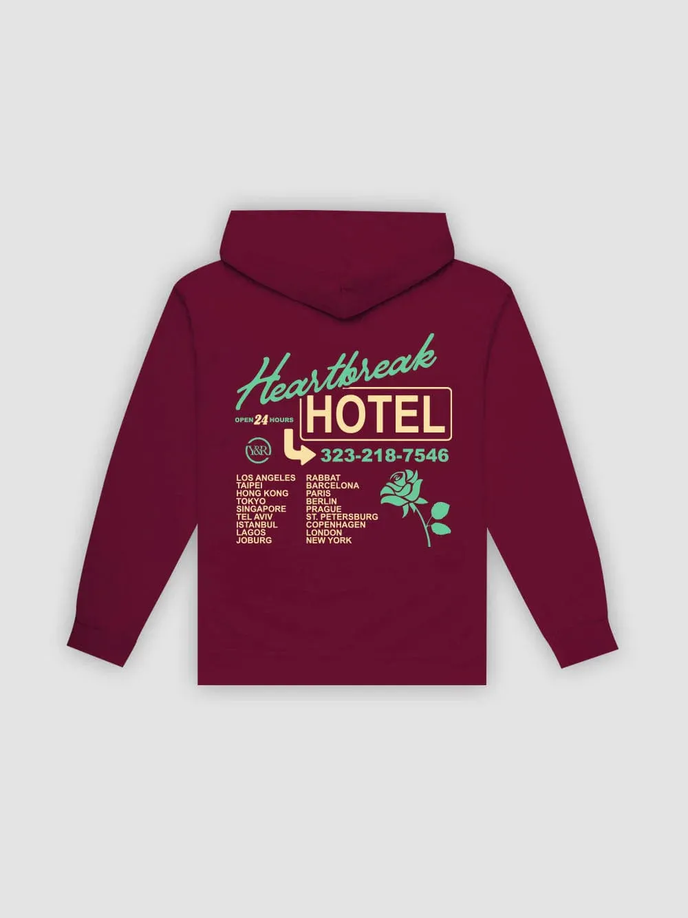 Heartbreak Hotel Hoodie - Maroon sold by Young & Reckless