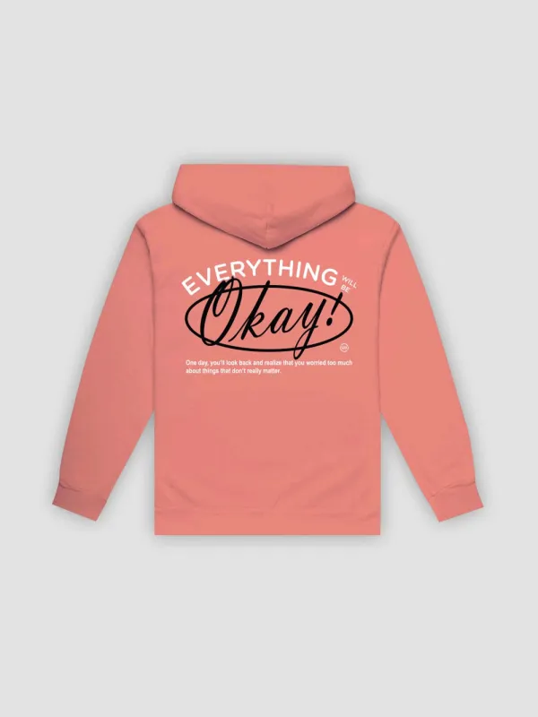 Stop Worrying Hoodie - Coral sold by Young & Reckless