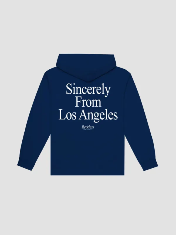 Sincerely Hoodie - Navy sold by Young & Reckless