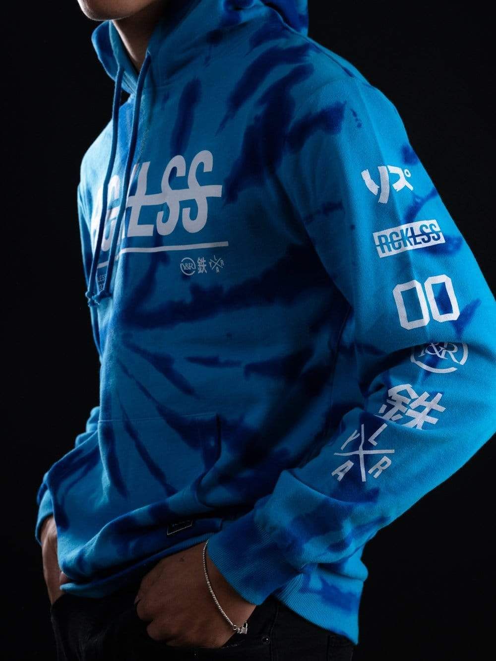 Strike Thru Hoodie - Blue Tie Dye sold by Young & Reckless product image thumbnail 4