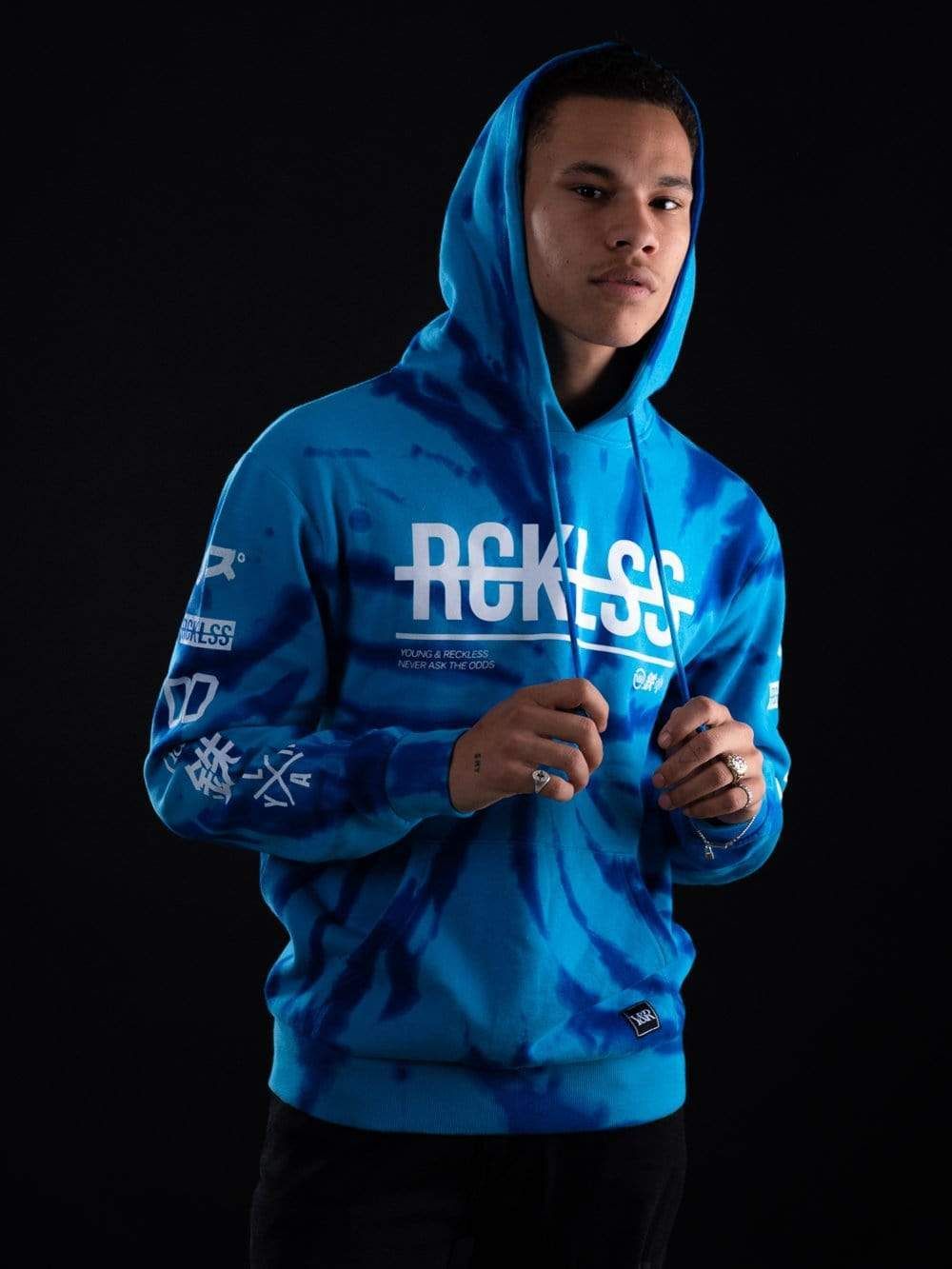 Strike Thru Hoodie - Blue Tie Dye sold by Young & Reckless