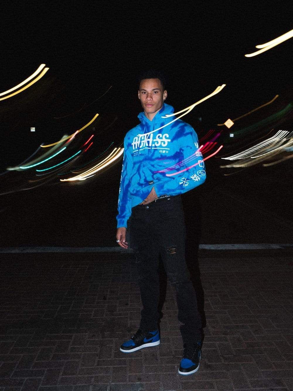 Strike Thru Hoodie - Blue Tie Dye sold by Young & Reckless product image thumbnail 5