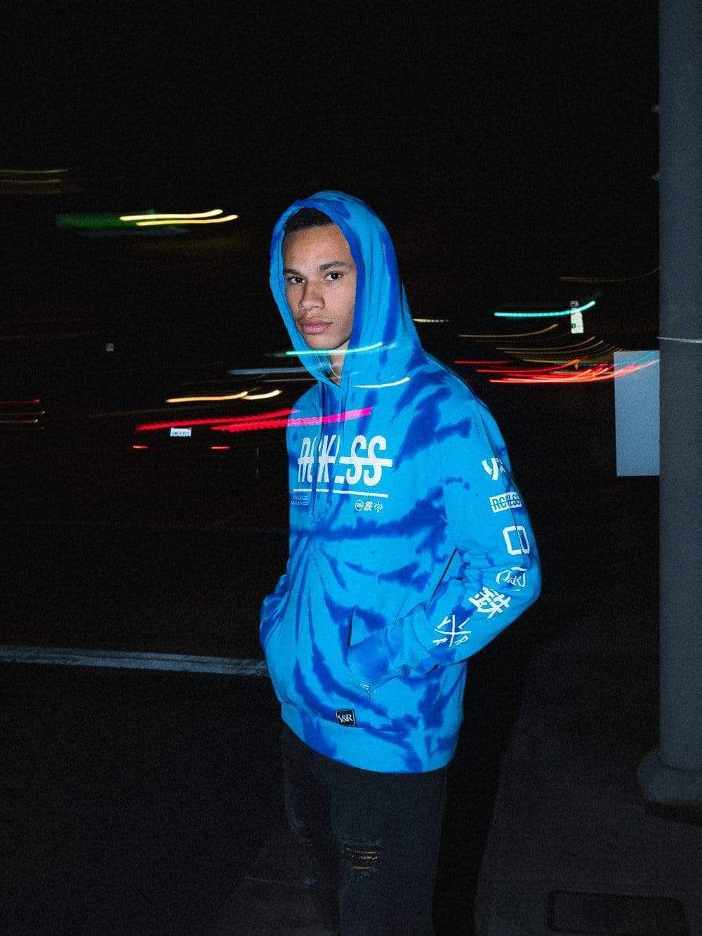 Strike Thru Hoodie - Blue Tie Dye sold by Young & Reckless product image thumbnail 2