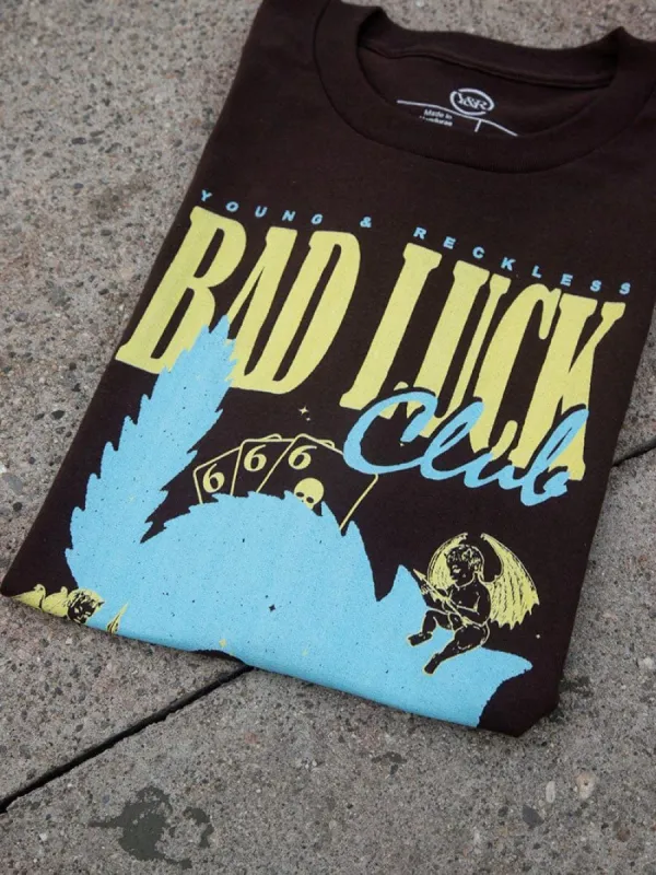 Bad Luck Club Tee - Dark Chocolate sold by Young & Reckless