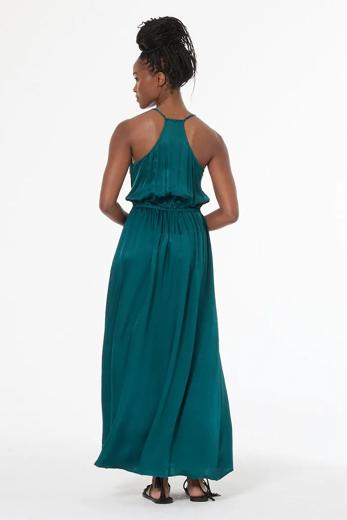 Shayna Hammered Satin Dress // Transformative Teal sold by Young Fabulous & Broke product image thumbnail 3