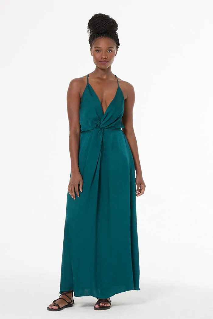 Shayna Hammered Satin Dress // Transformative Teal sold by Young Fabulous & Broke