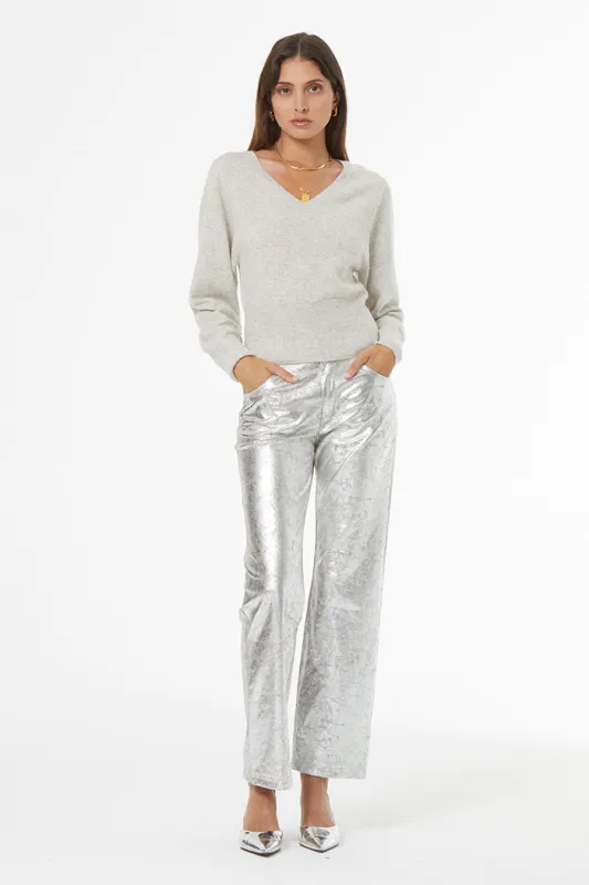Clancy Pant // Distressed Silver Pleather sold by Young Fabulous & Broke