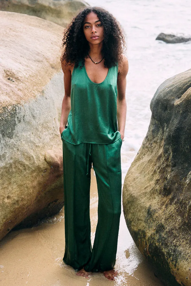 Sage Tank in Heavy Satin // Palm sold by Young Fabulous & Broke product image thumbnail 2