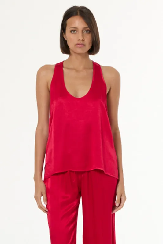 Sage Tank in Heavy Satin // Red Fuchsia made by Young Fabulous & Broke