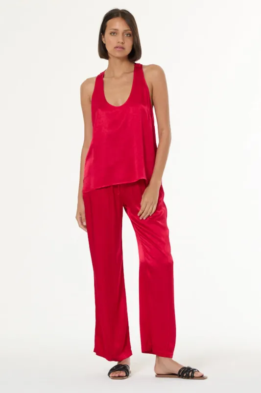 Silky Track Pant // Red Fuchsia sold by Young Fabulous & Broke