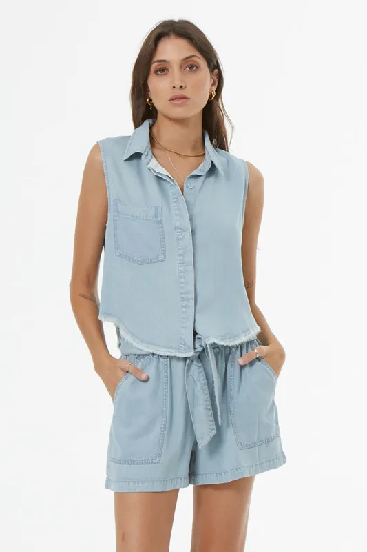 Jones Top // Indigo Pale Blue Wash sold by Young Fabulous & Broke