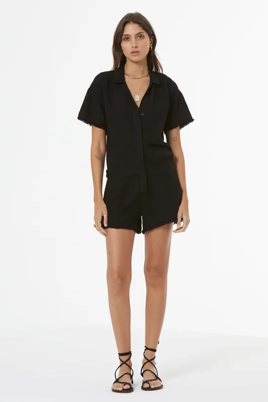 Felix Raw Edge Romper // Black Pigment sold by Young Fabulous & Broke
