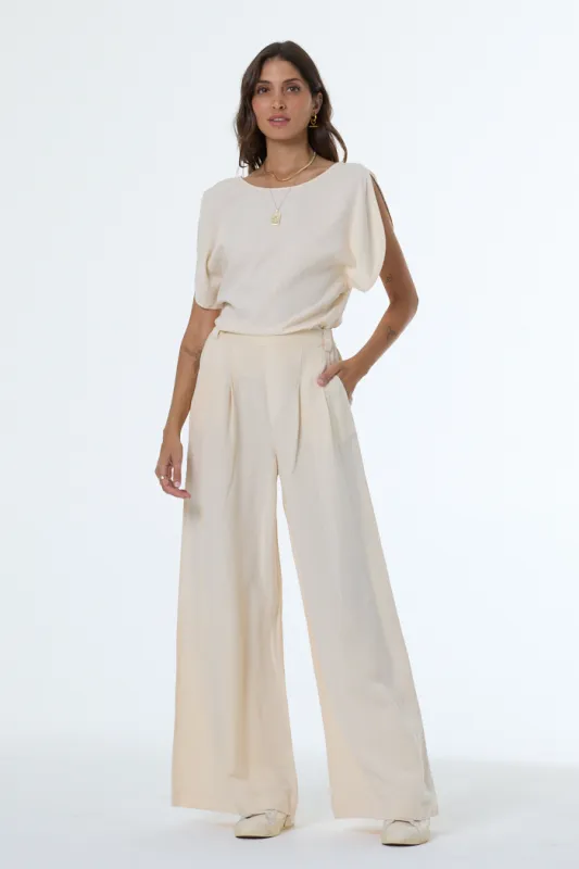 Bina Pleated Pant // Chalk Pigment sold by Young Fabulous & Broke