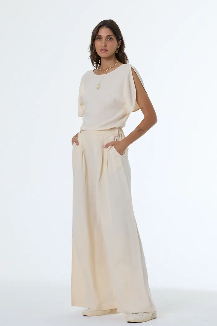 Bina Pleated Pant // Chalk Pigment sold by Young Fabulous & Broke product image thumbnail 3