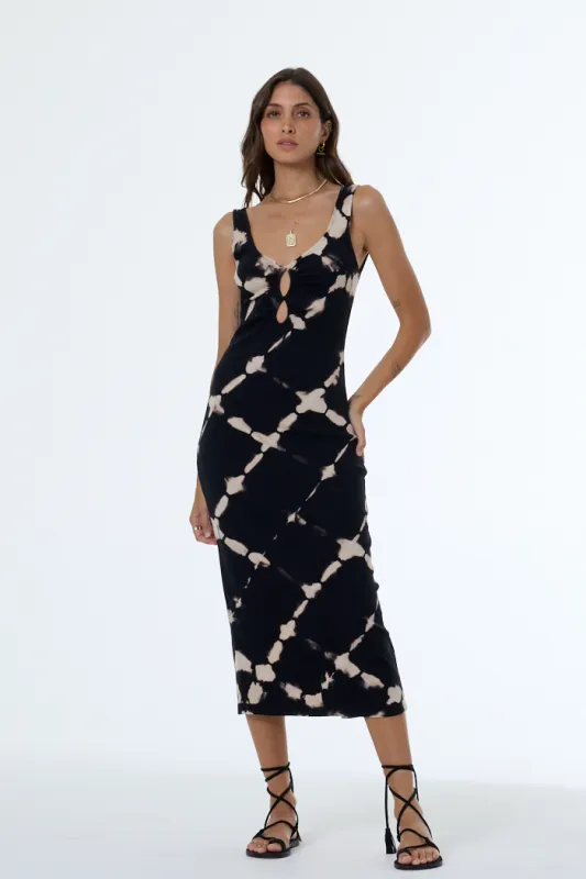 Demios Dress // Black Shibori Wash sold by Young Fabulous & Broke