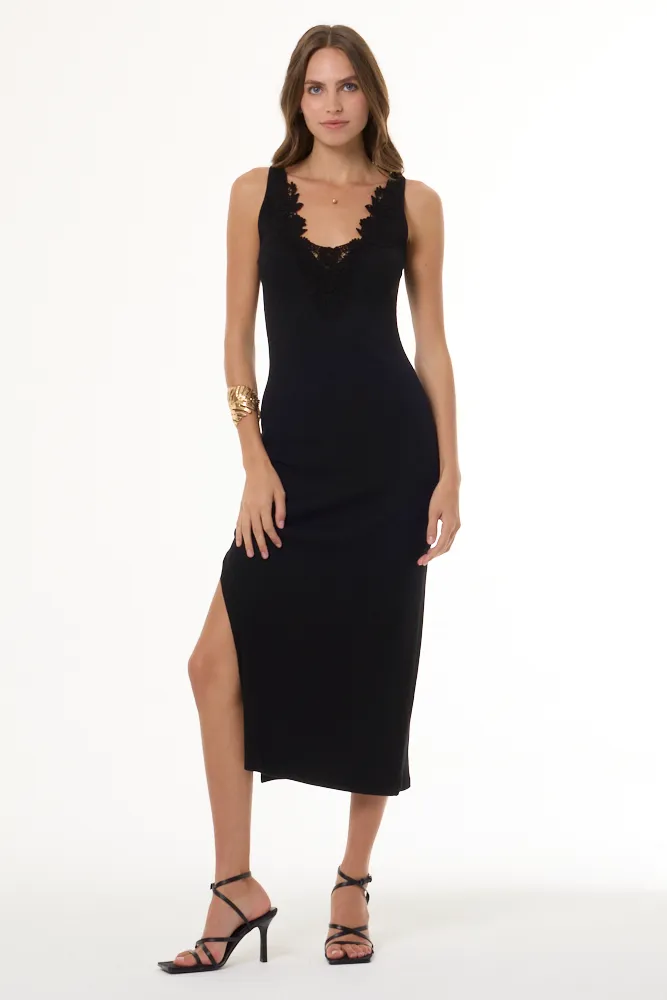 Roza Lace Embroidered Rib Dress // Black sold by Young Fabulous & Broke product image thumbnail 2