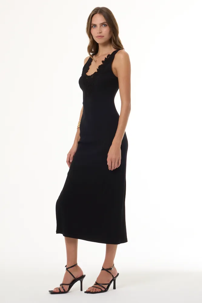 Roza Lace Embroidered Rib Dress // Black sold by Young Fabulous & Broke product image thumbnail 3