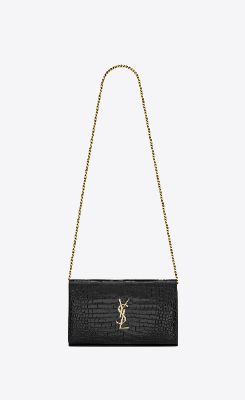 cassandre chain wallet in crocodile-embossed shiny leather sold by Yves Saint Laurent
