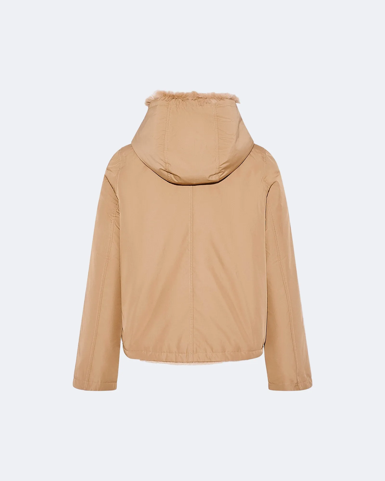 Veste à capuche en fourrure de lapin rex réversible tissu technique sold by Yves Salomon product image thumbnail 2