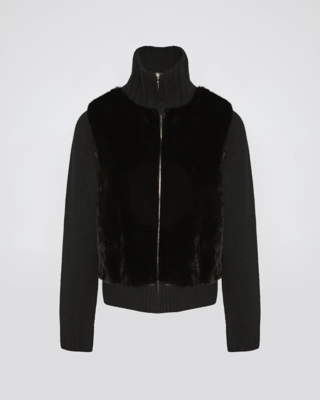 Veste en fourrure de vison et maille Mérinos sold by Yves Salomon